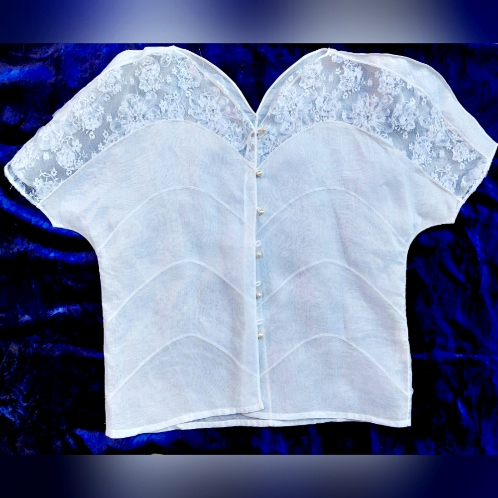Blouse Women White Cotton Size S